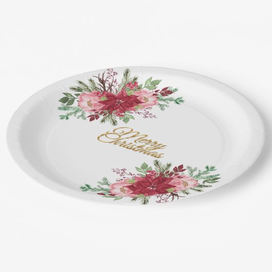 伝統的エレガントクリスマス ペーパープレート (アングル)