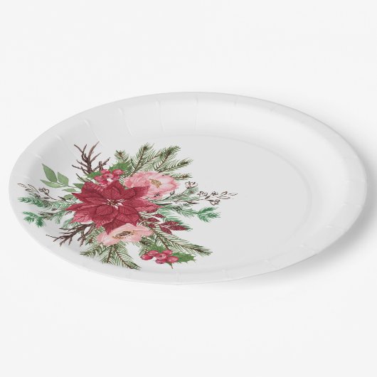 伝統的エレガントクリスマス ペーパープレート (アングル)