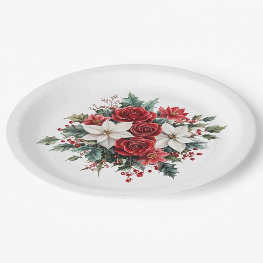 伝統的エレガントクリスマス ペーパープレート (アングル)