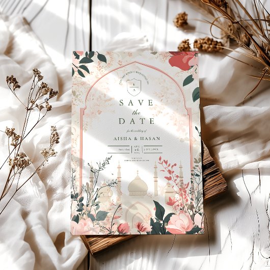 伝統的エレガントフローラ結婚イスラム セーブザデート