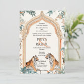 伝統的エレガントヴィンテージトラインディアン結婚ズ 招待状 (スタンド正面)