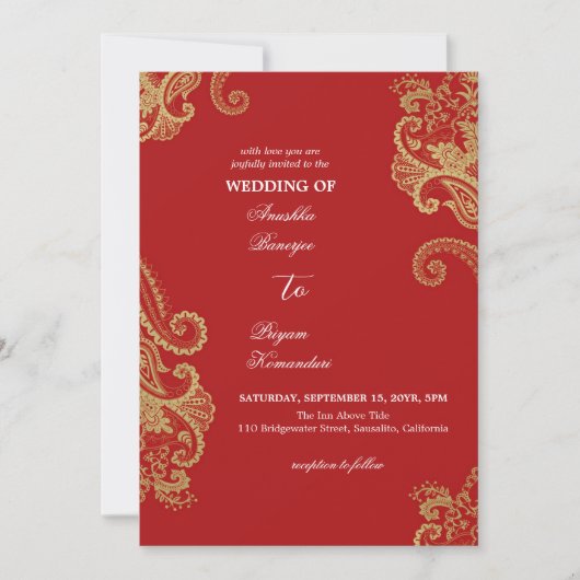 伝統的エレガント文結婚化 招待状 (正面)