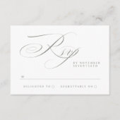 伝統的エレガント書グレイ結婚ン 出欠カード (正面)