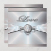 伝統的エレガント白結婚真珠 招待状 (正面/裏面)