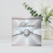 伝統的エレガント白結婚真珠 招待状 (スタンド正面)