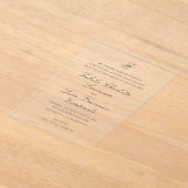 伝統的エレガント結婚の アクリル招待状 (レイダウン)