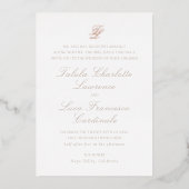 伝統的エレガント結婚の 箔招待状 (正面)