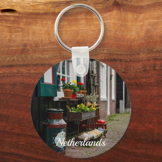 伝統的オランダの木製シューズ通り キーホルダー (裏面)