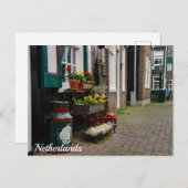 伝統的オランダの木製シューズ通り ポストカード (正面/裏面)