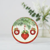 伝統的オーナメントラウンドクリスマスフラットカード シーズンカード (スタンド正面)