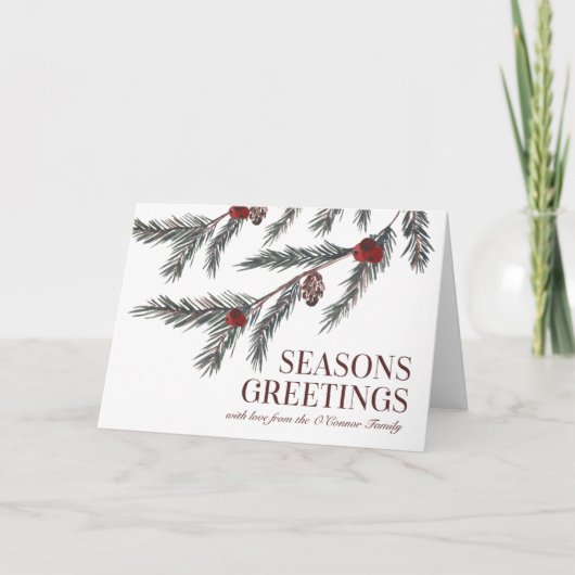 伝統的カスタムクリスマスカードレッド&グリーン シーズンカード (正面)