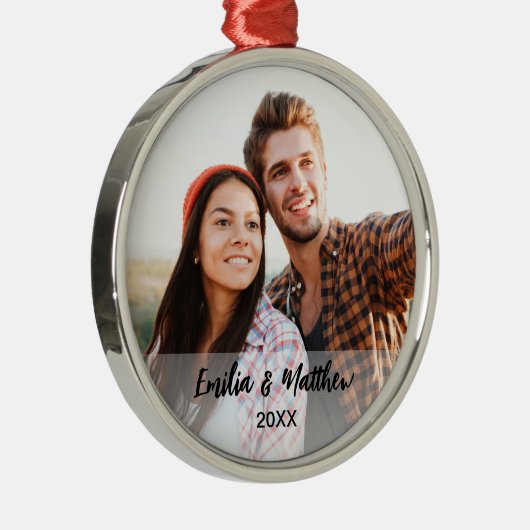 伝統的カスタム写真夫婦のクリスマス メタルオーナメント (右)