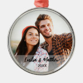 伝統的カスタム写真夫婦のクリスマス メタルオーナメント (正面)
