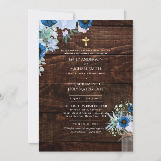 伝統的カトリックの結婚初期のミサ 招待状 (正面)