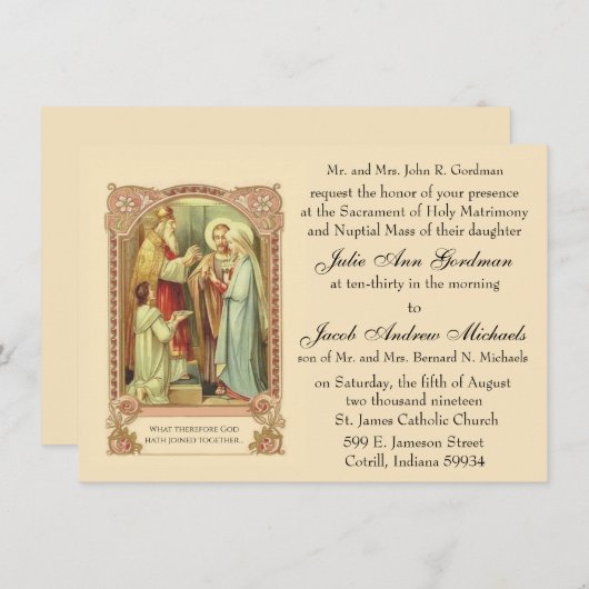 伝統的カトリックヴィンテージ宗結婚教派 招待状 (正面/裏面)