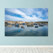 伝統的カラフル魚釣り船 キャンバスプリント (インサイチュ (ウッドフロア))