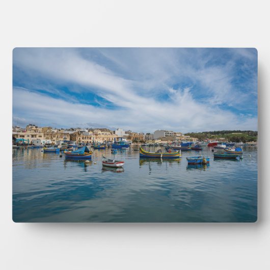 伝統的カラフル魚釣り船 フォトプラーク (正面)