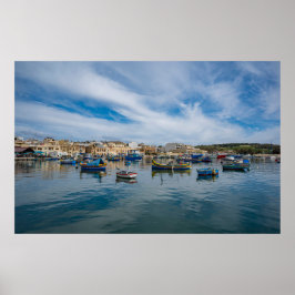 伝統的カラフル魚釣り船 ポスター