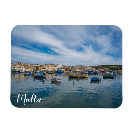 伝統的カラフル魚釣り船 マグネット (横)