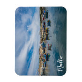 伝統的カラフル魚釣り船 マグネット (縦)