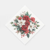 伝統的クエレガントリスマスポインセチア スタンダードランチョンナプキン (角)