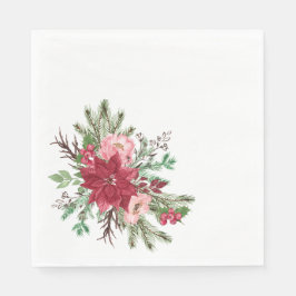 伝統的クエレガントリスマスポインセチア スタンダードランチョンナプキン