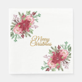 伝統的クエレガントリスマスポインセチア スタンダードランチョンナプキン