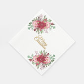 伝統的クエレガントリスマスポインセチア スタンダードランチョンナプキン (角)