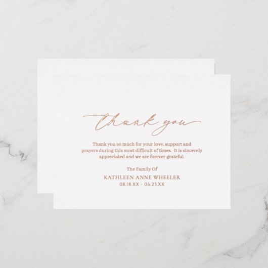 伝統的クラシックサンキューカード 箔招待状ポストカード (正面/裏面)