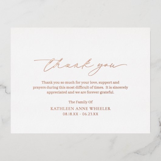 伝統的クラシックサンキューカード 箔招待状ポストカード (正面)