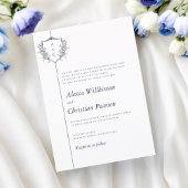 伝統的クラシックネイビー結婚クレスト 招待状