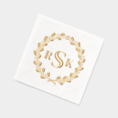 伝統的クラシックフローラリースモノグラム 箔ナプキン (左)