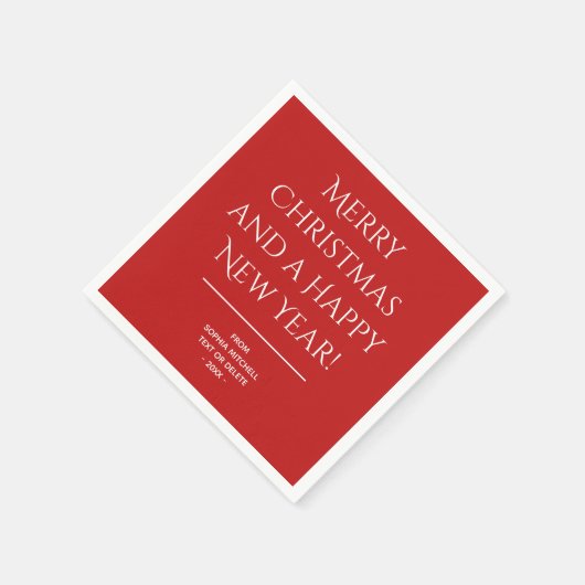 -伝統的クラシックレッドメリークリスマスのナプキンス スタンダードカクテルナプキン (角)