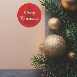 -伝統的クラシックレッドメリークリスマスステッカー ラウンドシール