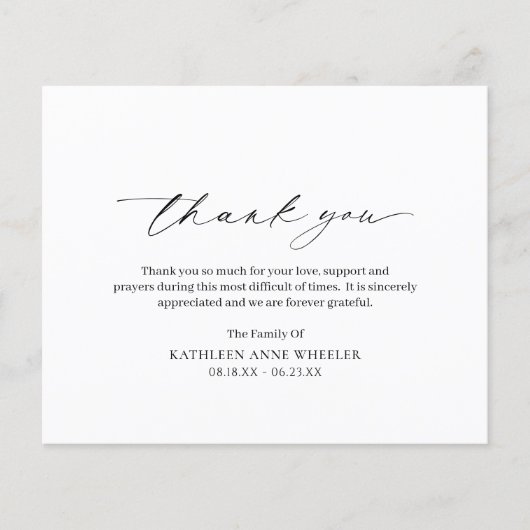 伝統的クラシック予算サンキューカード チラシ (正面)