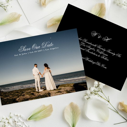 伝統的クラシック書モノグラム写真 セーブザデート