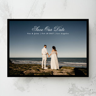 伝統的クラシック書跡ブラックフレーム写真 セーブザデート