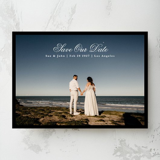 伝統的クラシック書跡ブラックフレーム写真 セーブザデート