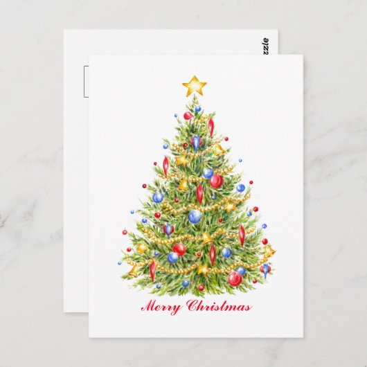 伝統的クリスマスの木のハガキメリーー ポストカード (正面/裏面)