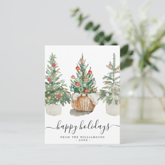 伝統的クリスマスの木の休日はがき シーズンポストカード (スタンド正面)