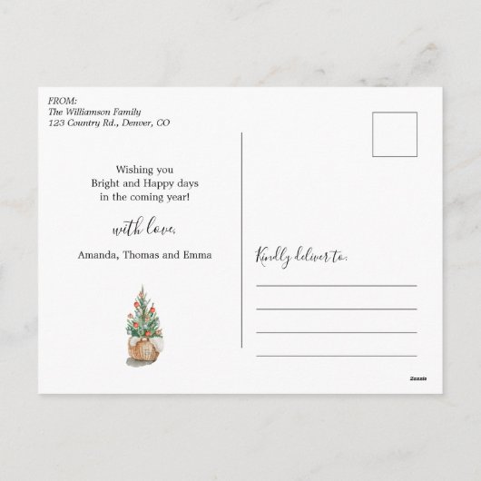 伝統的クリスマスの木の休日はがき シーズンポストカード (裏面)