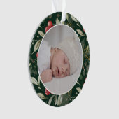 伝統的クリスマスの緑の果実の写真 オーナメント (正面)