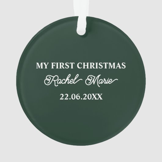 伝統的クリスマスの緑の果実の写真 オーナメント (裏面)