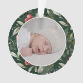 伝統的クリスマスの緑の果実の写真 オーナメント (正面)