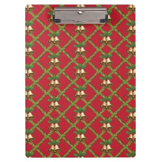伝統的クリスマスの赤と緑の鈴 クリップボード (正面)