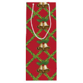 伝統的クリスマスの赤と緑の鈴 ワインギフトバッグ (裏面)