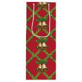 伝統的クリスマスの赤と緑の鈴 ワインギフトバッグ (正面)