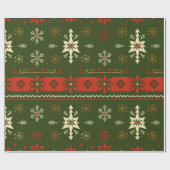 伝統的クリスマスの雪片パターン ラッピングペーパー (フラット)