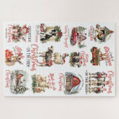 伝統的クリスマスオンザファームホリデー引用文 ジグソーパズル (横)