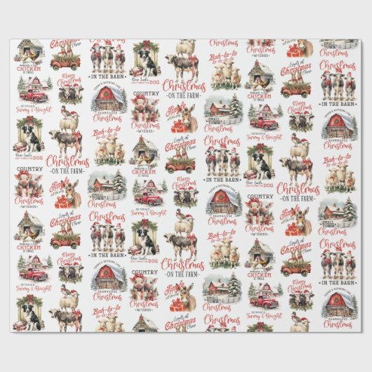 伝統的クリスマスオンザファームホリデー引用文 ラッピングペーパー (フラット)